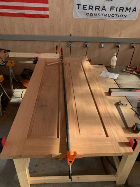 Custom walnut door in progress
