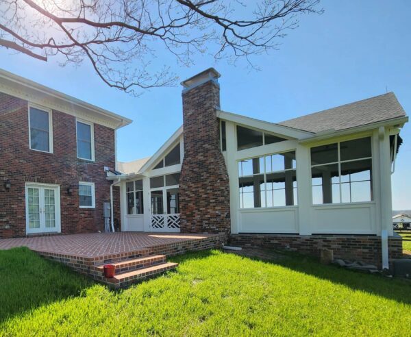 View of full patio and exterior of porch addition - Stamping Ground